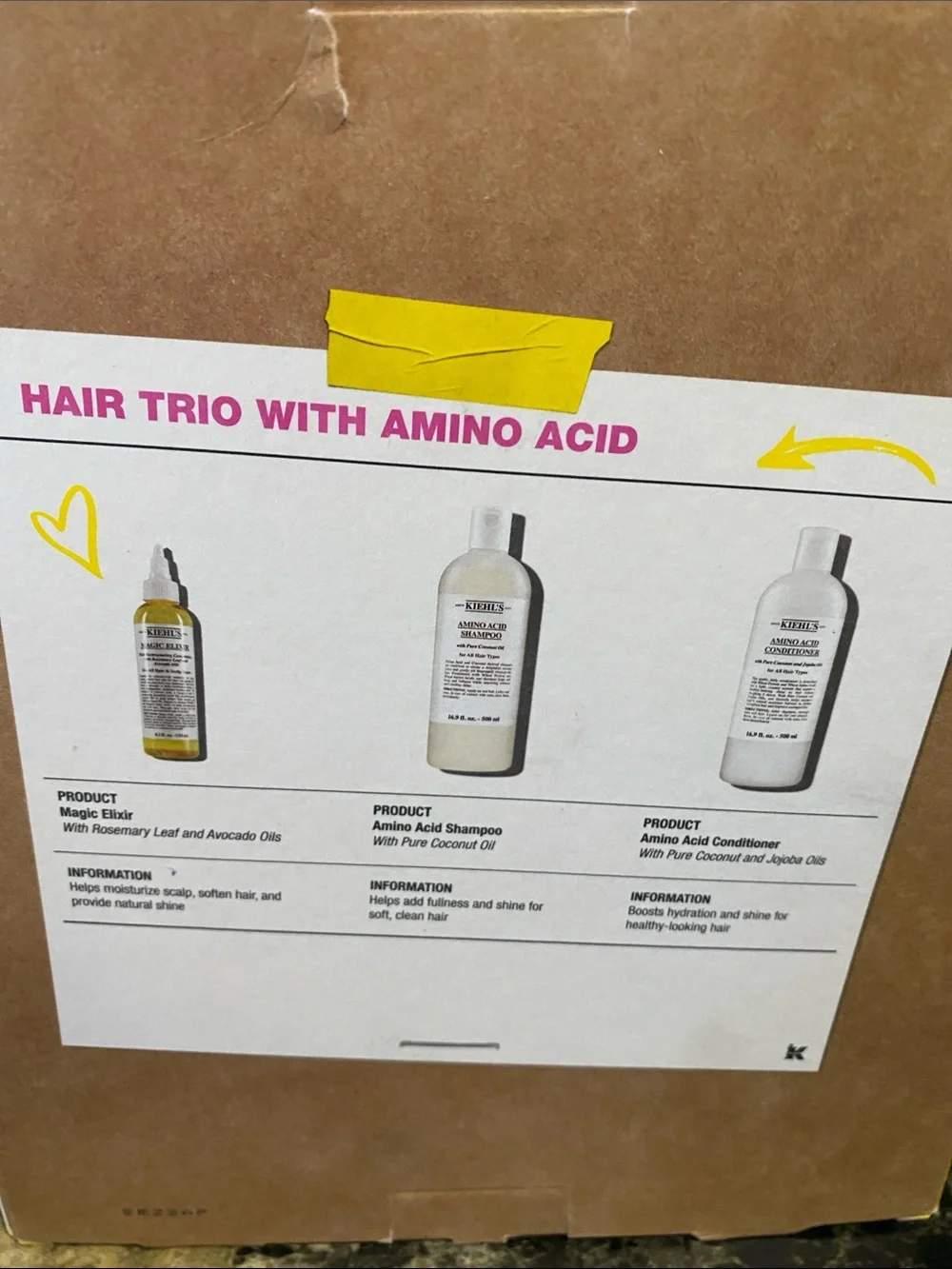 Kiehl's Amino Acid Hair Trio 3 Trio with Amino Acid Box Gift Set - NIB - New